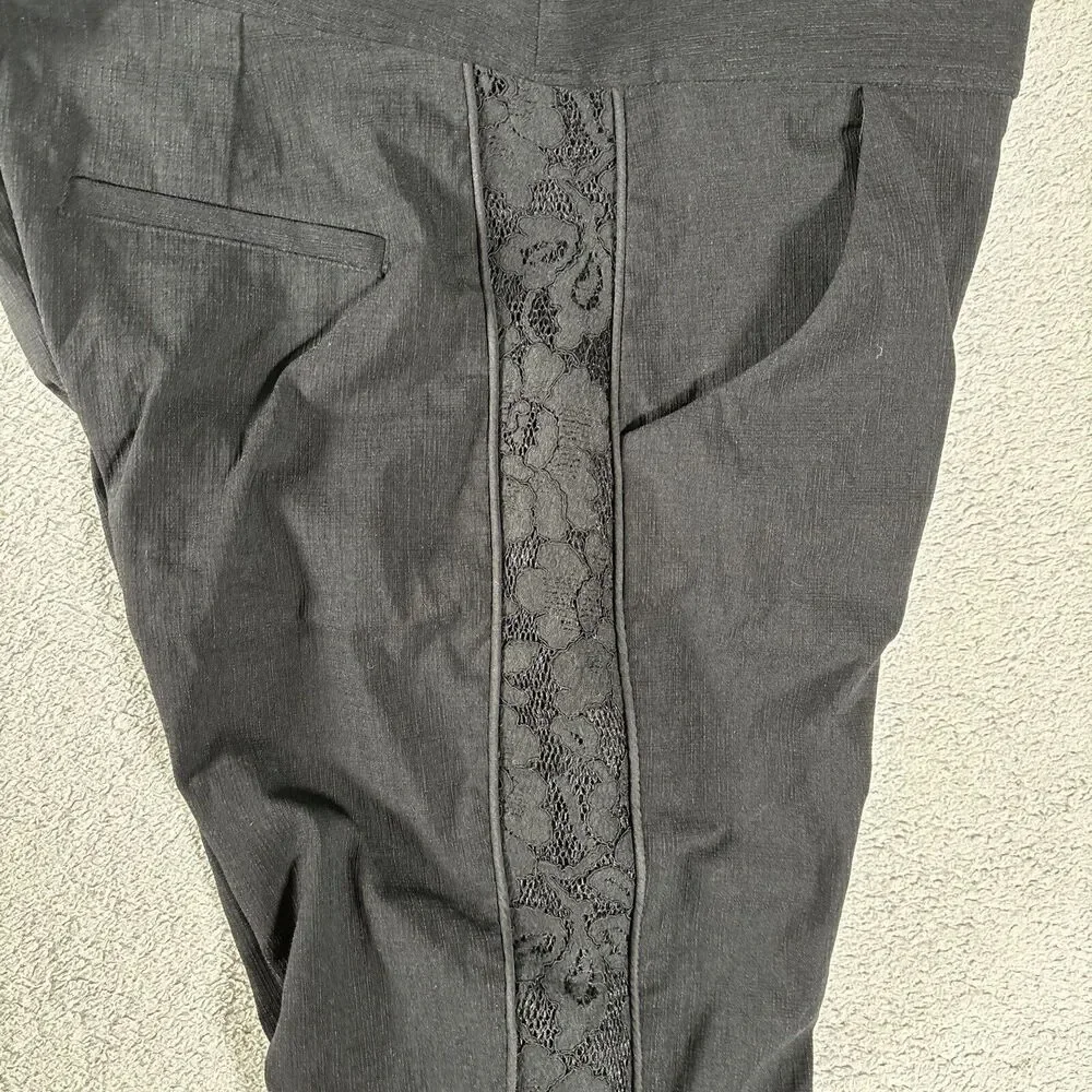 Zac Zac‎ Posen Pants Women's Size 8 Black Straight Leg Lace Sides Goth